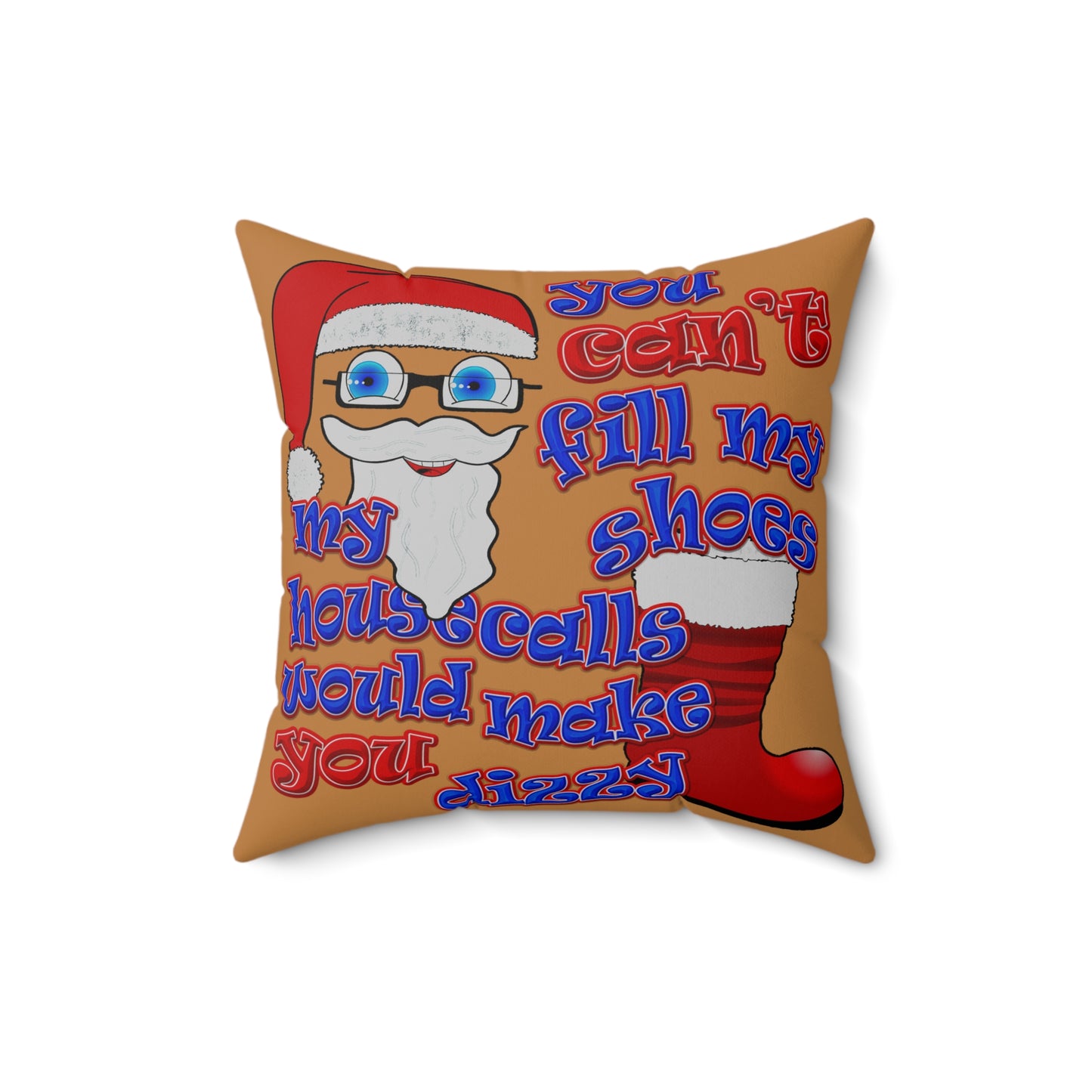 santa's shoes - Spun Polyester Square Pillow - (light brown)