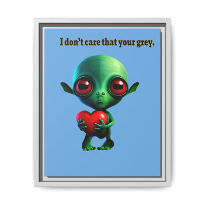 I don't care that your grey - framed canvas art (light blue)
