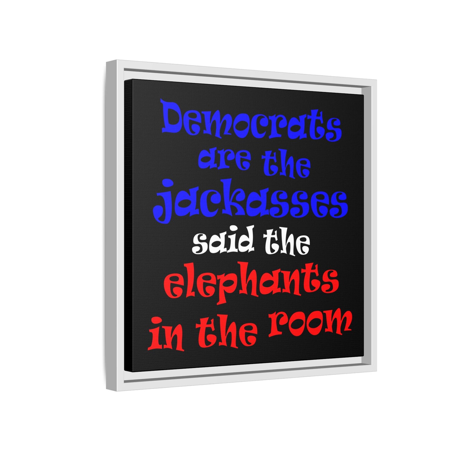 donkeys and elephants - framed canvas art (black)