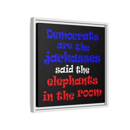 donkeys and elephants - framed canvas art (black)