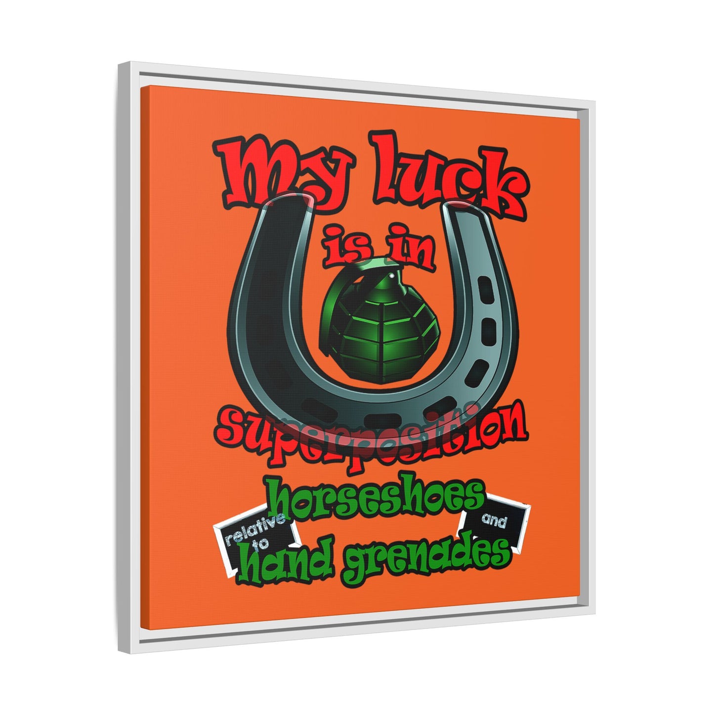 my luck - framed canvas art (orange)