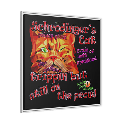 schrodinger's cat - framed canvas art (black)