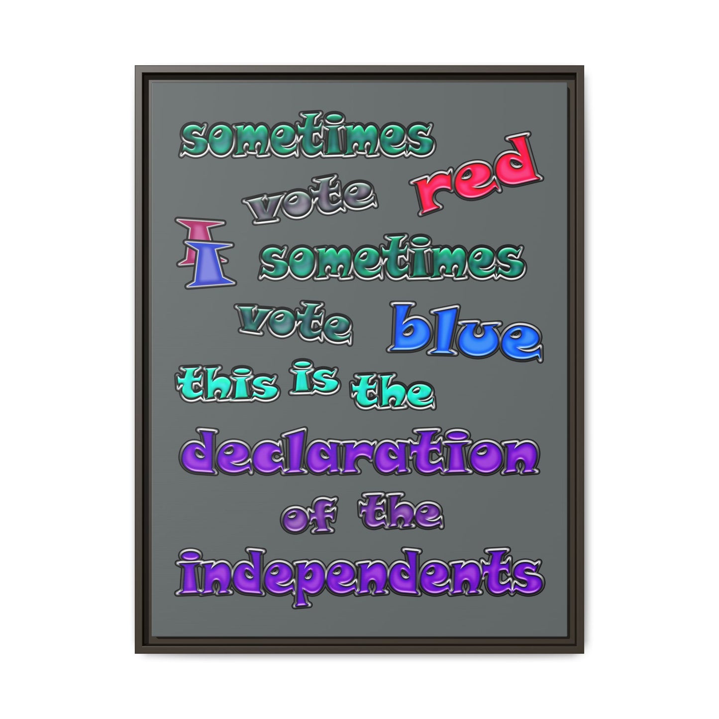 declaration of the independents - framed canvas art (dark grey)