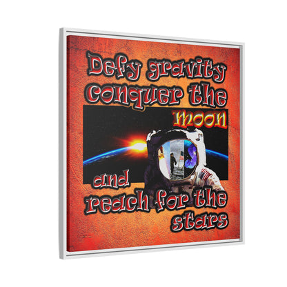 defy conquer reach - framed canvas art (burnt orange)