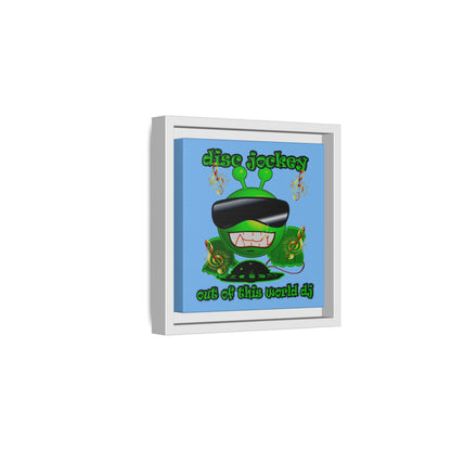 disc jockey - framed canvas art (light blue)