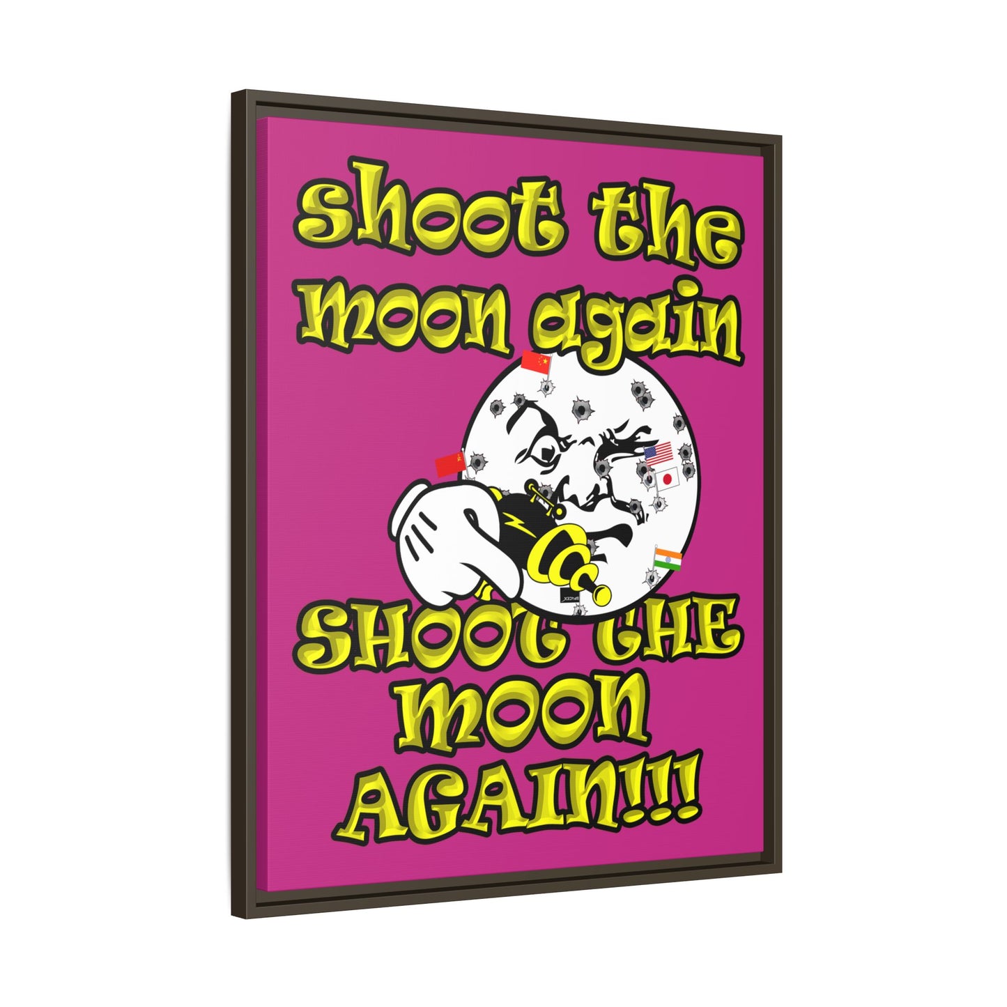 shoot the moon again - framed canvas art (pink)