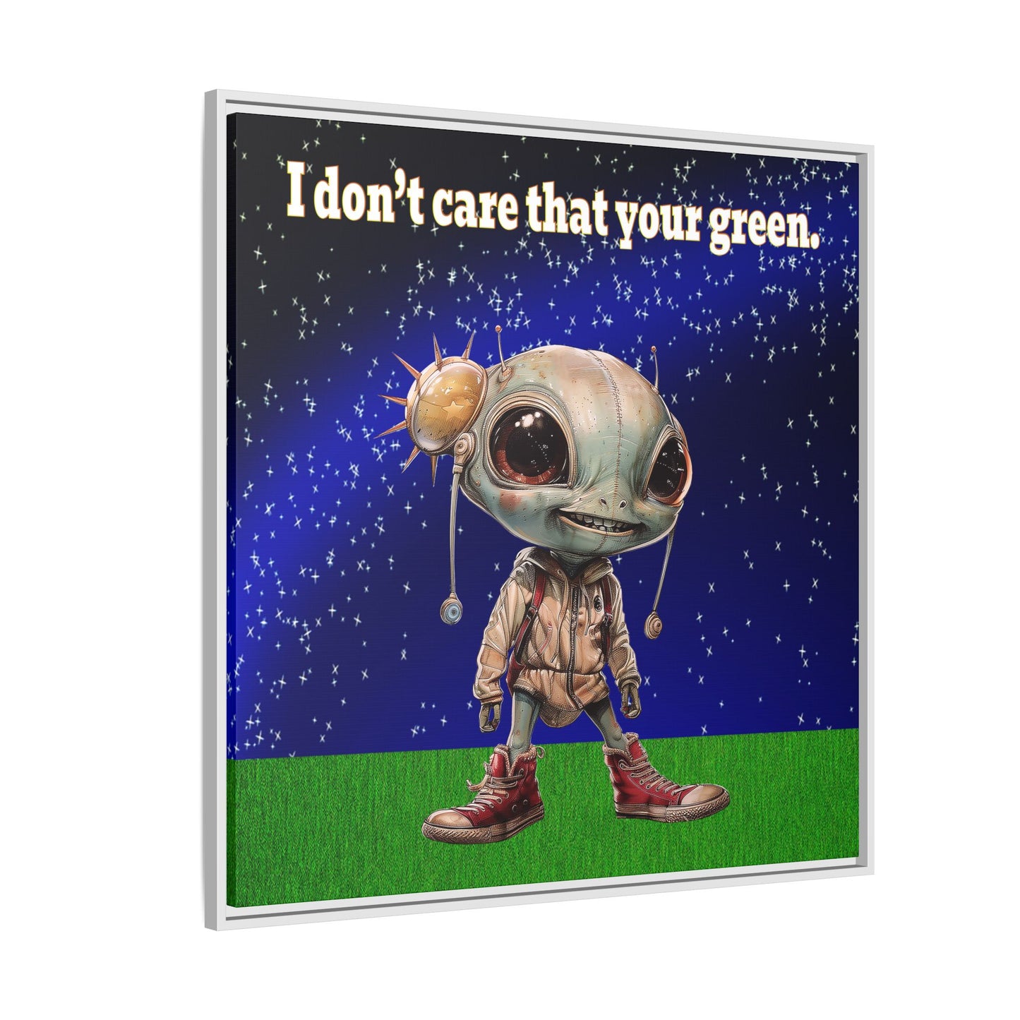 I don't care that your green - framed canvas art ('snoops' background)