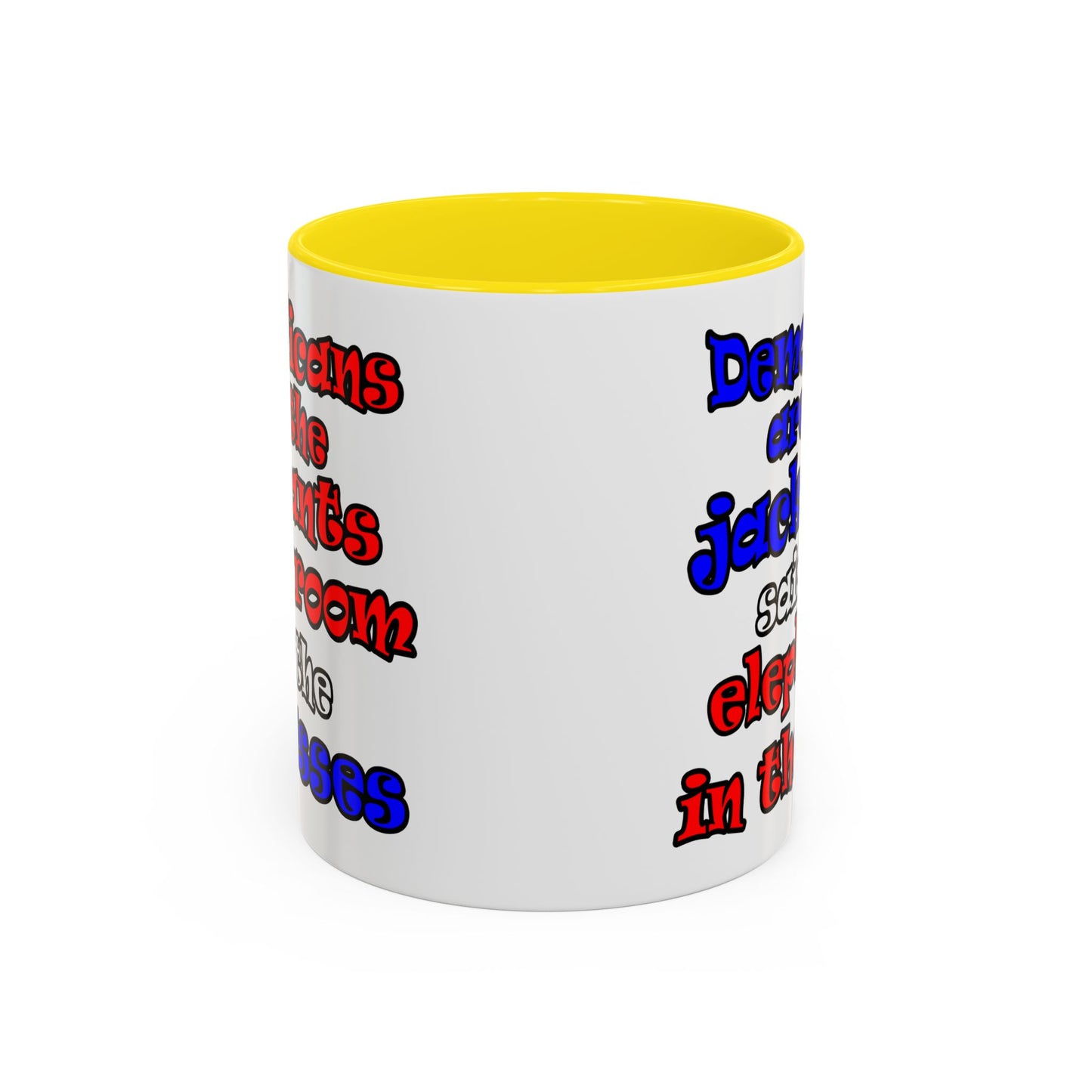 donkeys and elephants - Accent Mug (white)