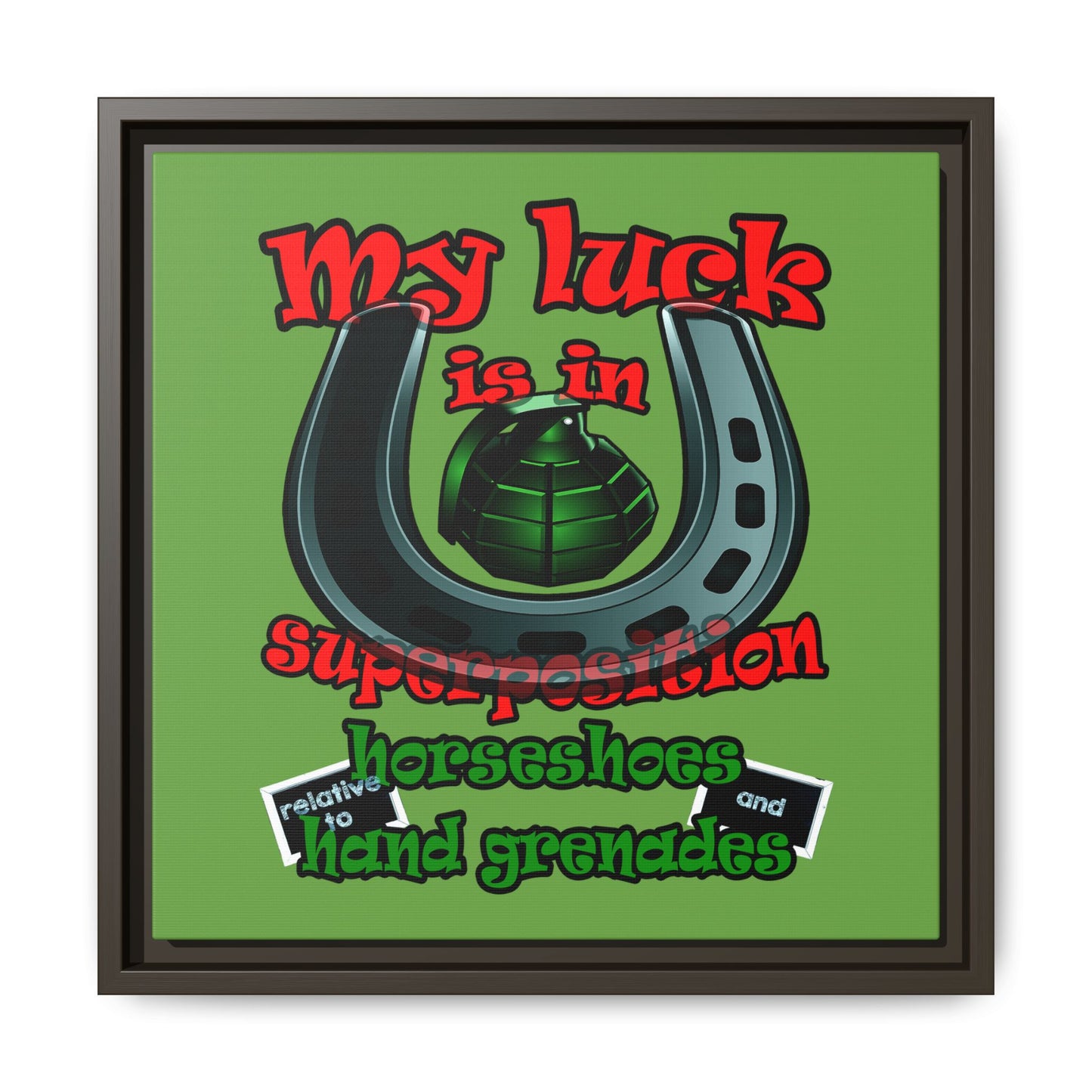 my luck - framed canvas art (green)