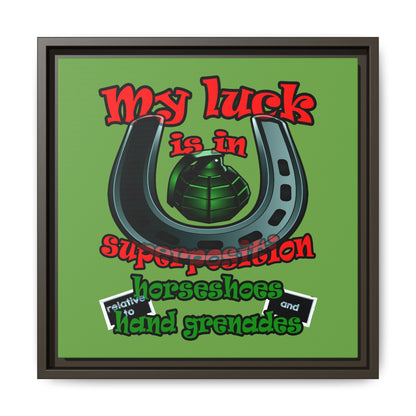 my luck - framed canvas art (green)