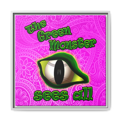 green monster - framed canvas art (pink swirl)