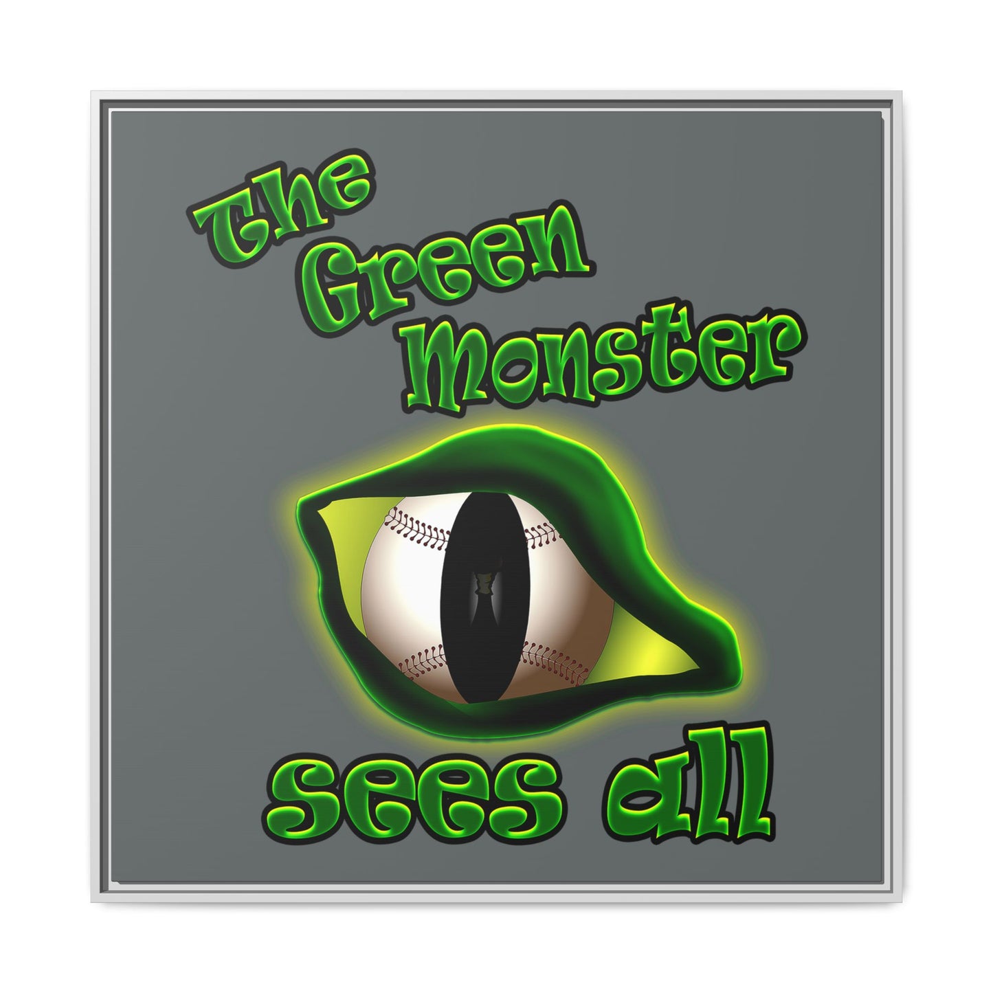 green monster - framed canvas art (dark grey)