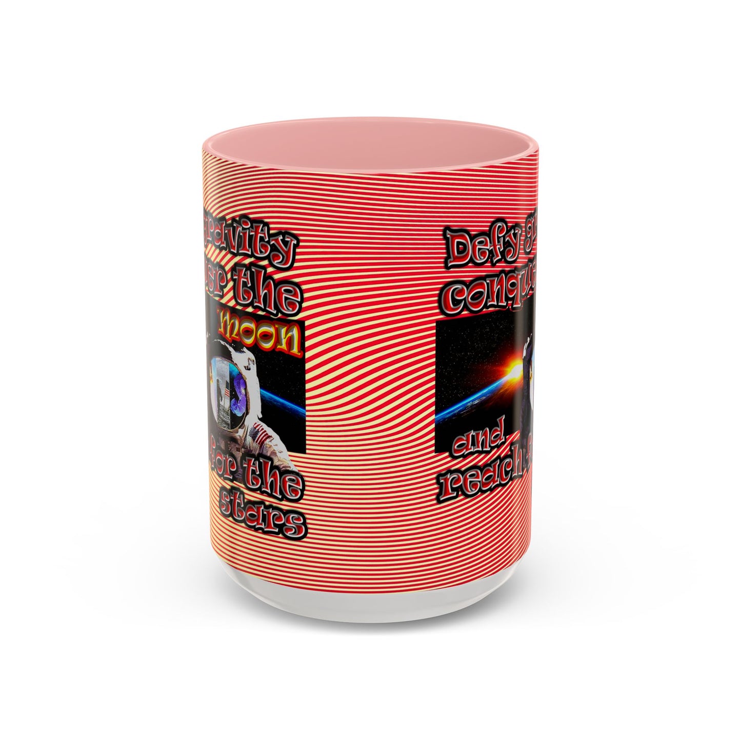 defy conquer reach - Accent Mug (yellow-orange wave)