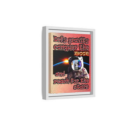defy conquer reach - framed canvas art (yellow-orange wave)