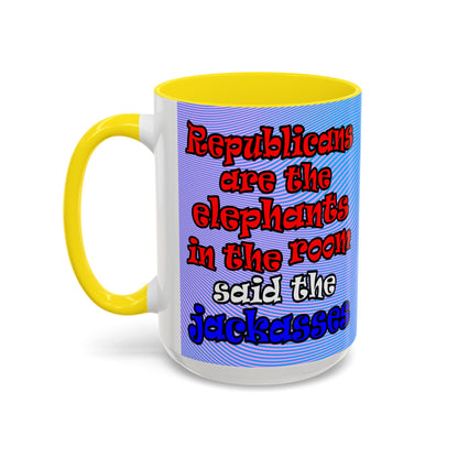 donkeys and elephants - Accent Mug (light blue-purple wave)
