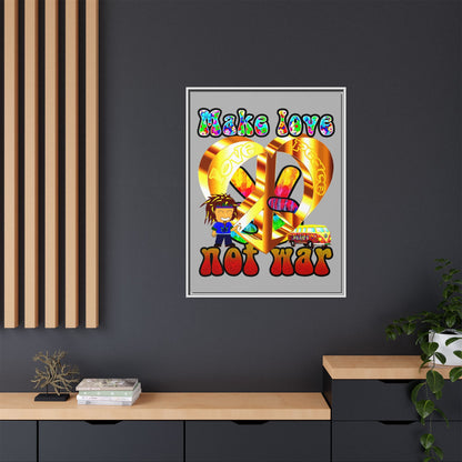 love peace - framed canvas art (light grey)
