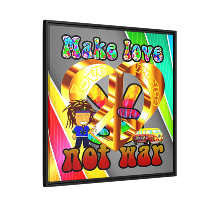 love peace - framed canvas art (rainbow split)