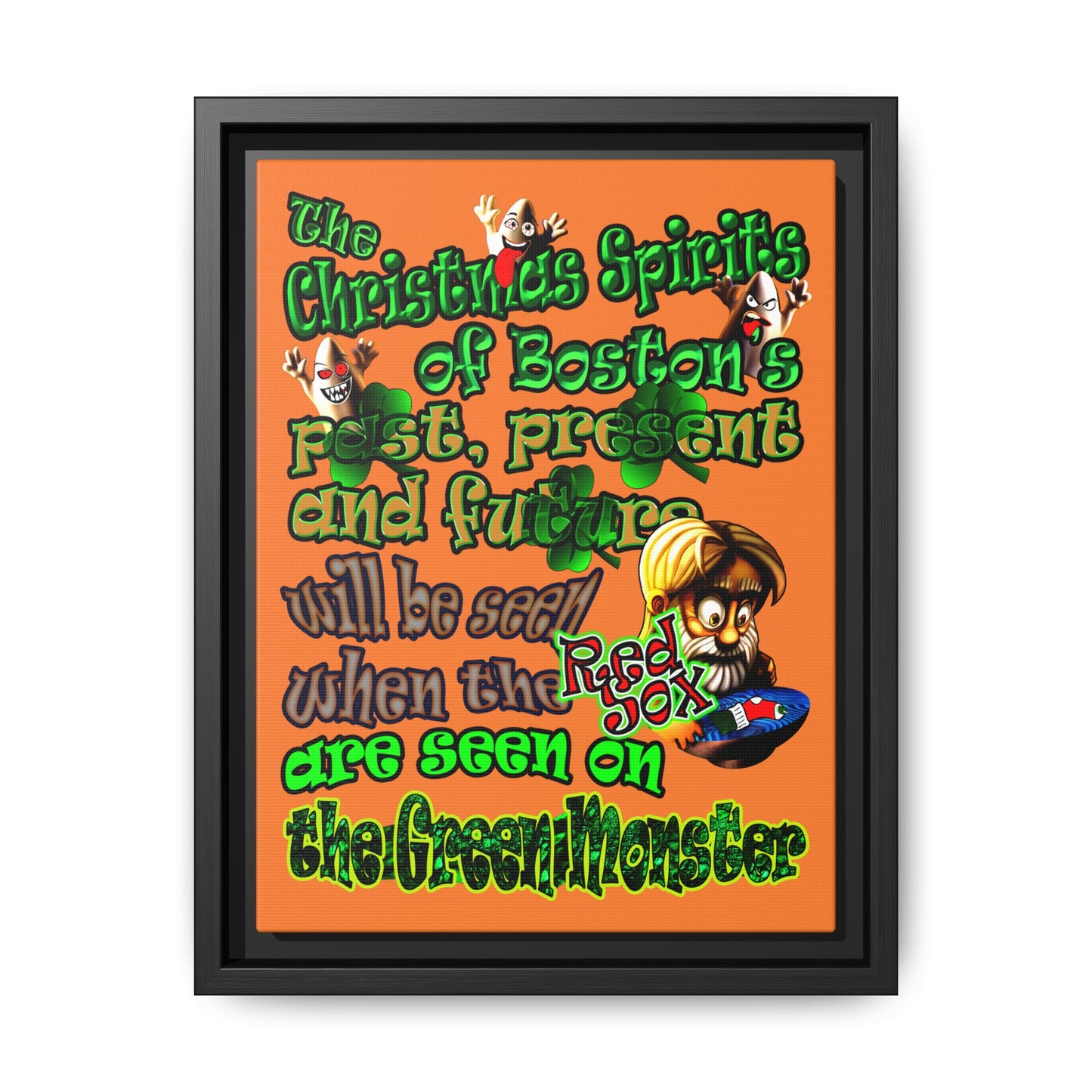 christmas spirits of boston - framed canvas art (crusta)
