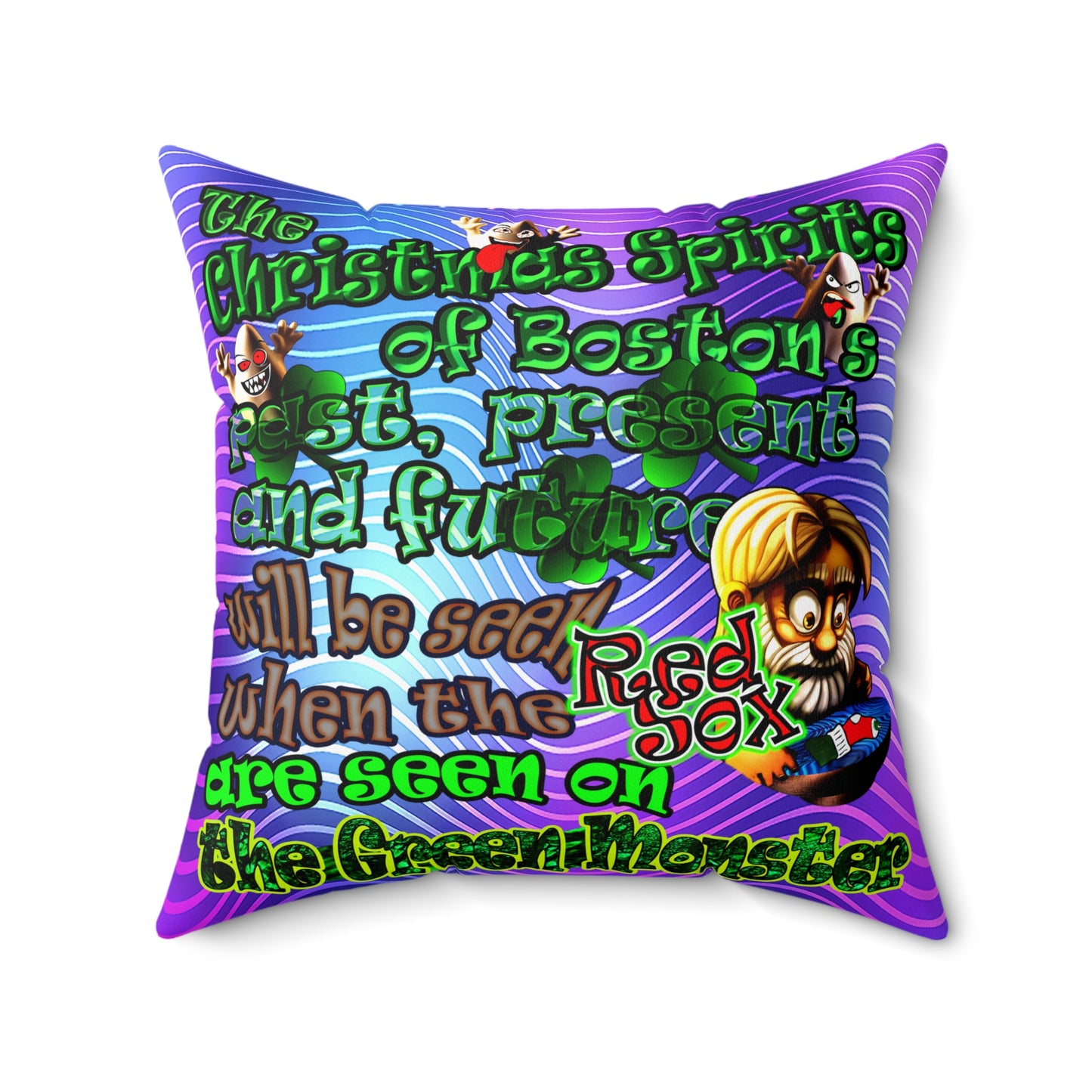 christmas spirits of boston - Spun Polyester Square Pillow - (purple wave)