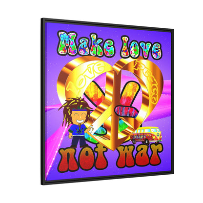 love peace - framed canvas art (purple-pink wave)