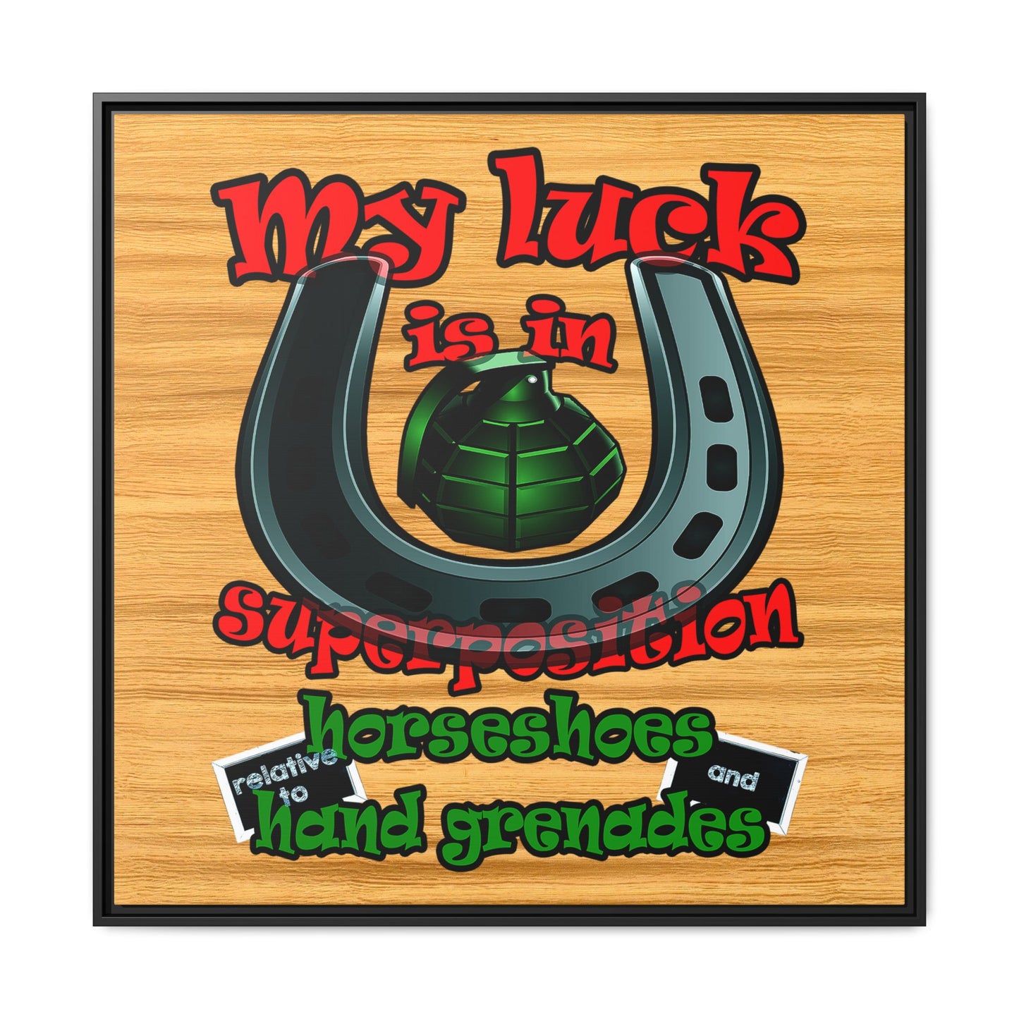 my luck - framed canvas art (butterscotch wood finish)