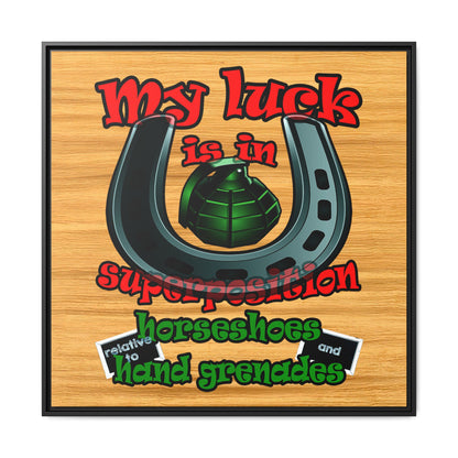 my luck - framed canvas art (butterscotch wood finish)