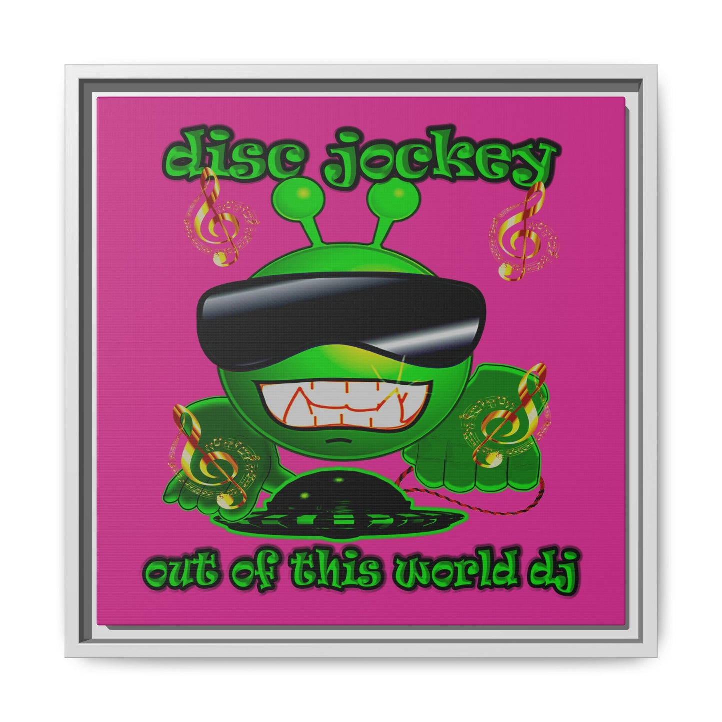 disc jockey - framed canvas art (pink)