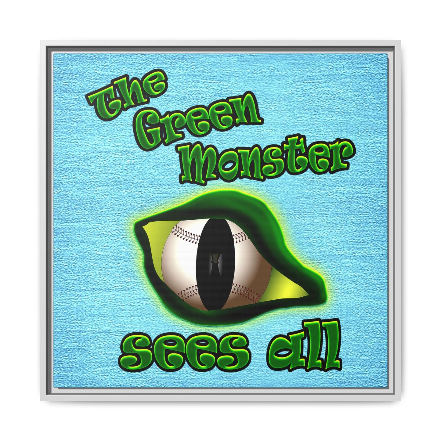 green monster - framed canvas art (faded blue)