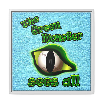 green monster - framed canvas art (faded blue)