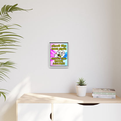 shoot the moon again - framed canvas art (light blue-pink wave)