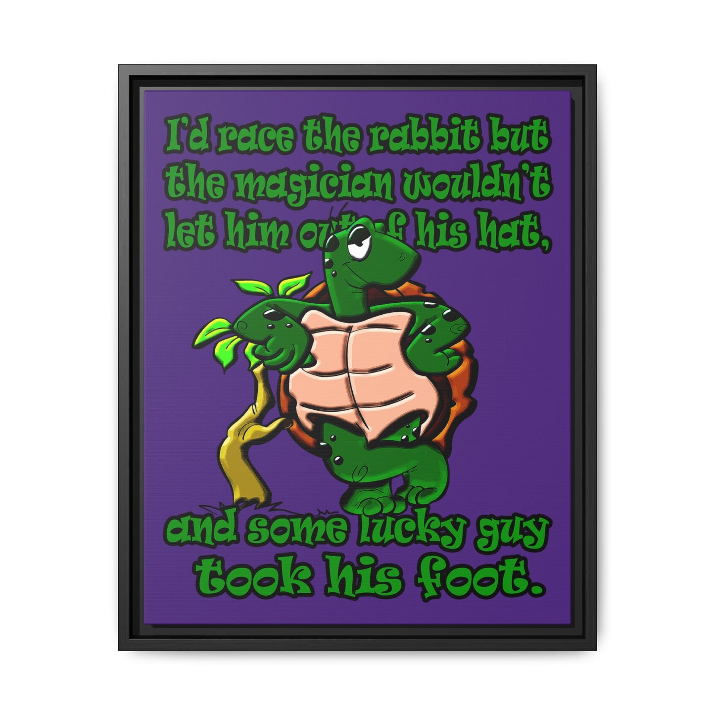 turtle race - framed canvas art (purple)