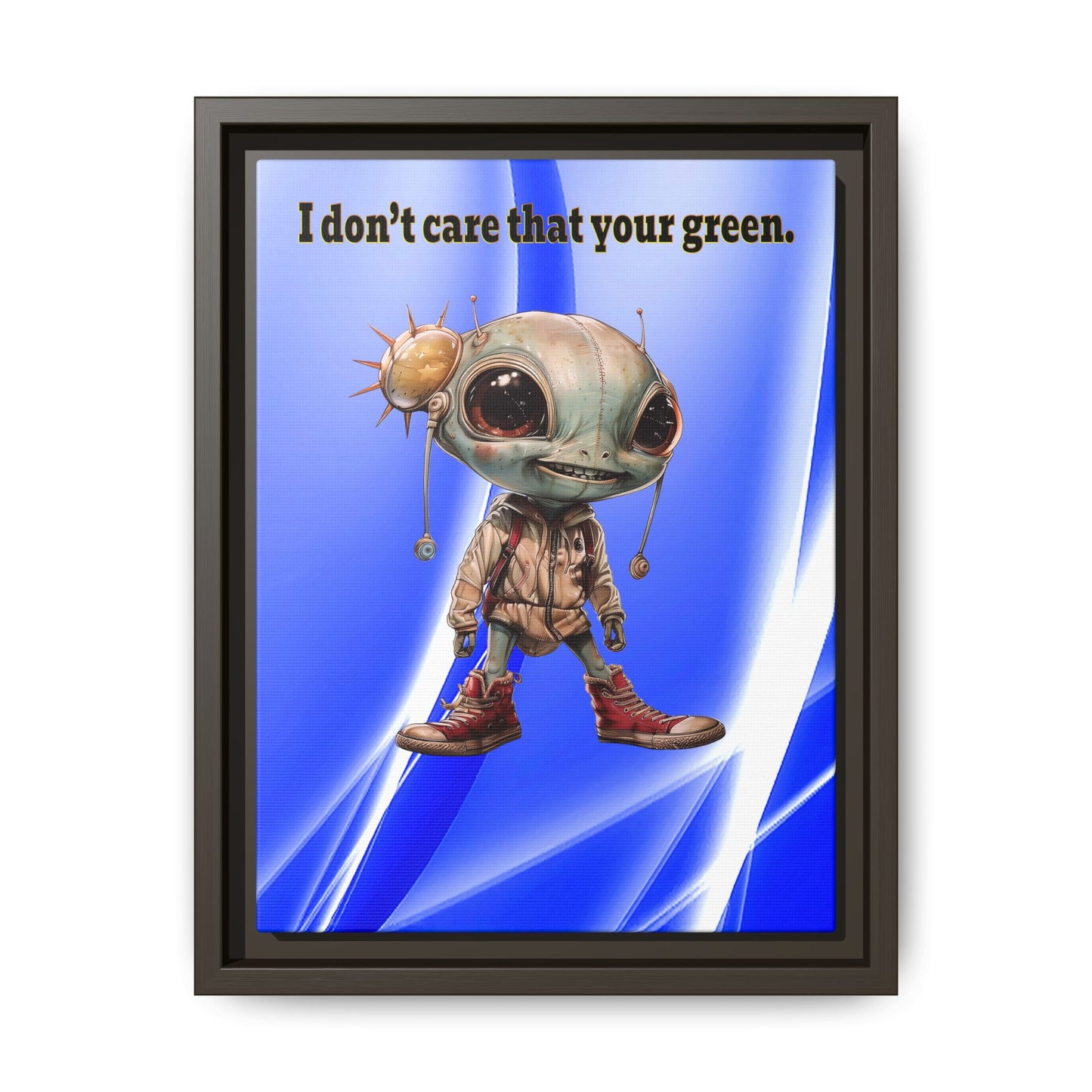 I don't care that your green - framed canvas art (blue-white wave)