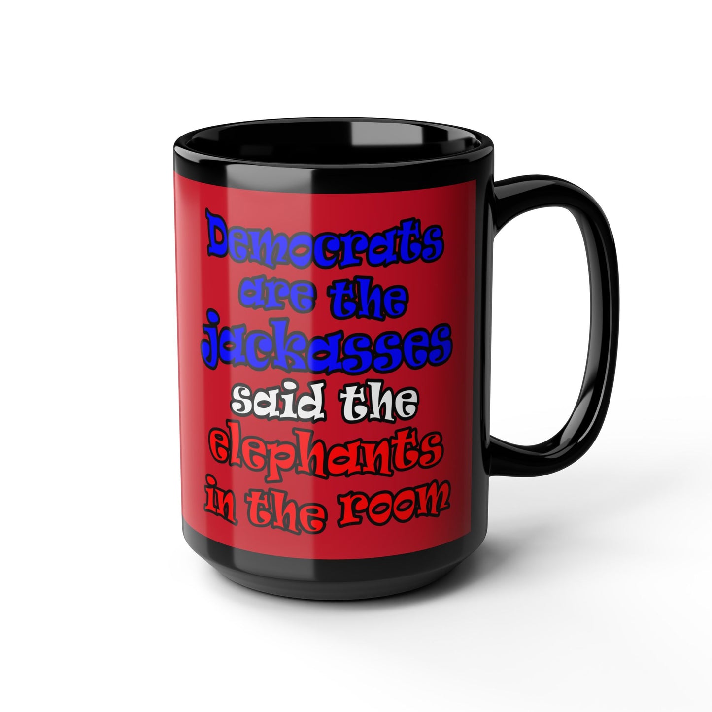 donkeys and elephants - Black Mug (dark red)