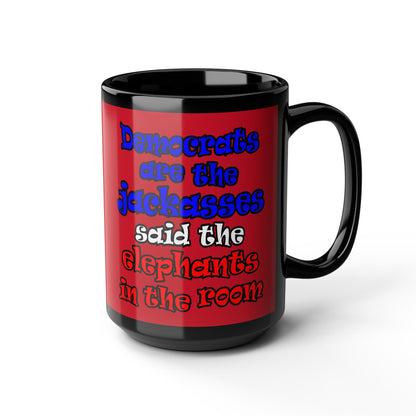donkeys and elephants - Black Mug (dark red)