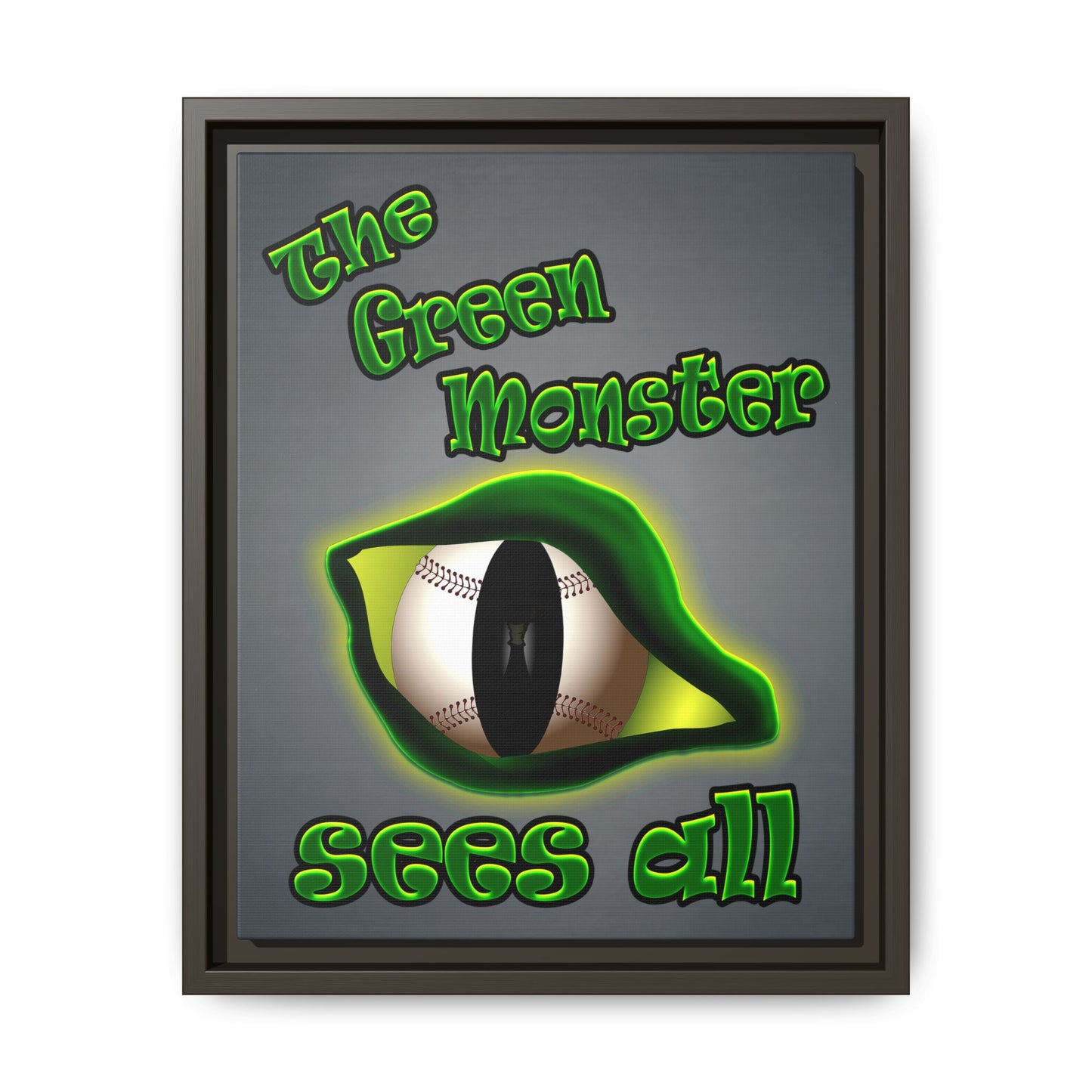 green monster - framed canvas art (grey-light grey)
