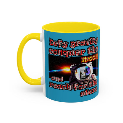 defy conquer reach - Accent Mug (turquoise)