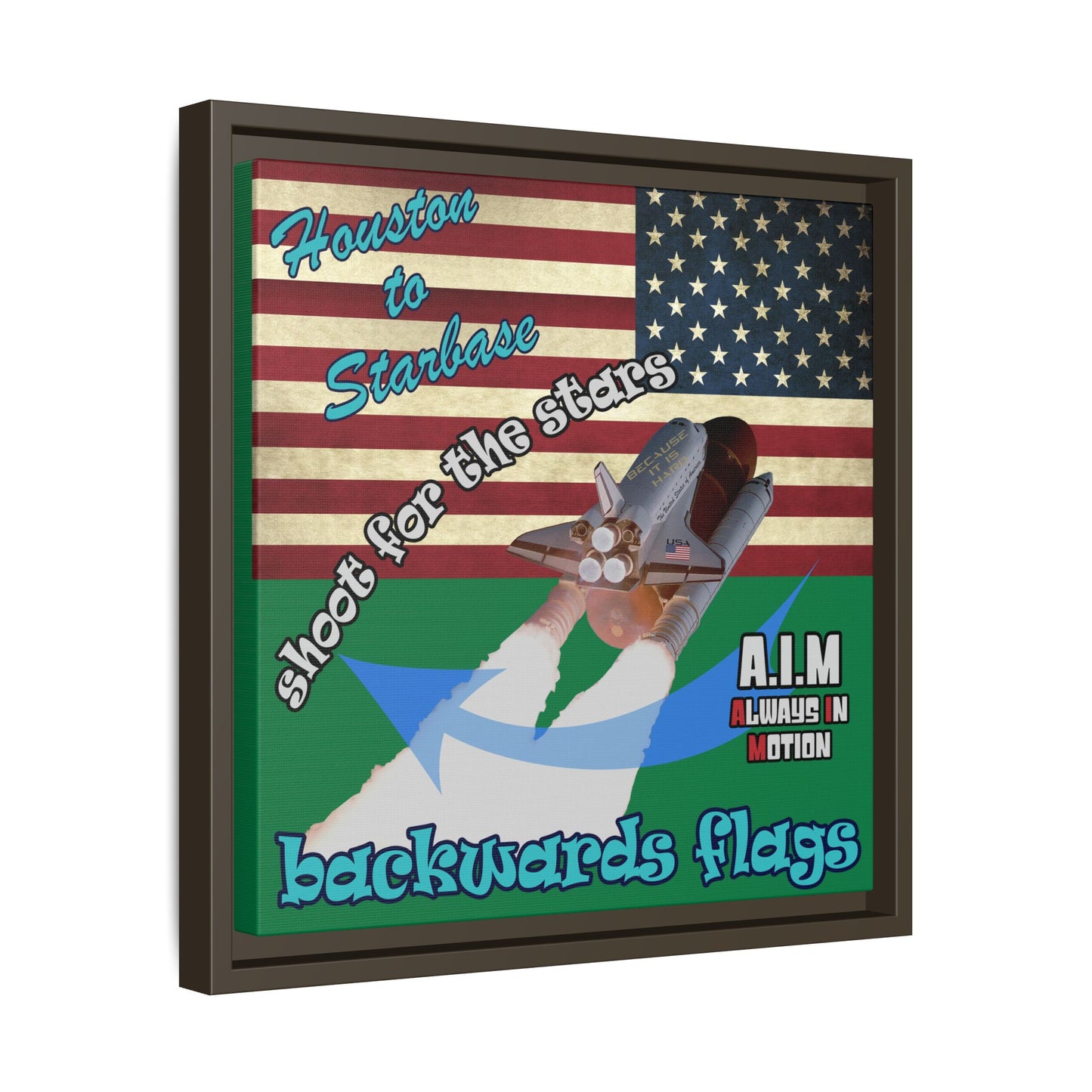 shoot for the stars - framed canvas art (dark green)