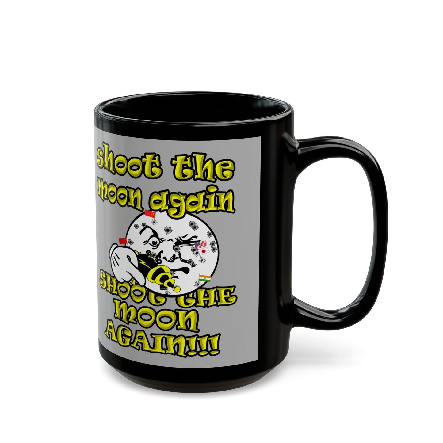 shoot the moon again - Black Mug (light grey)