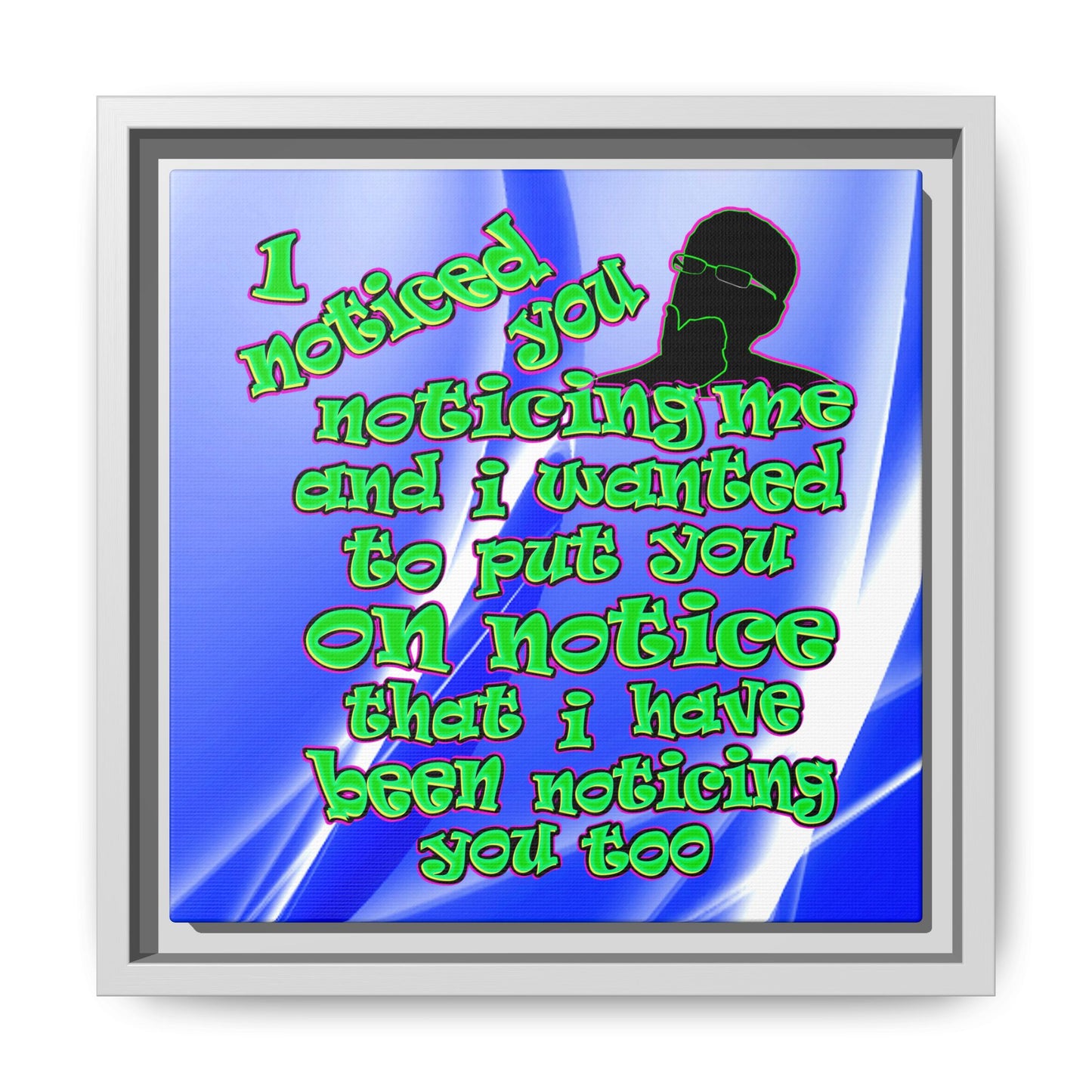 noticed you noticing - framed canvas art (blue-white wave)