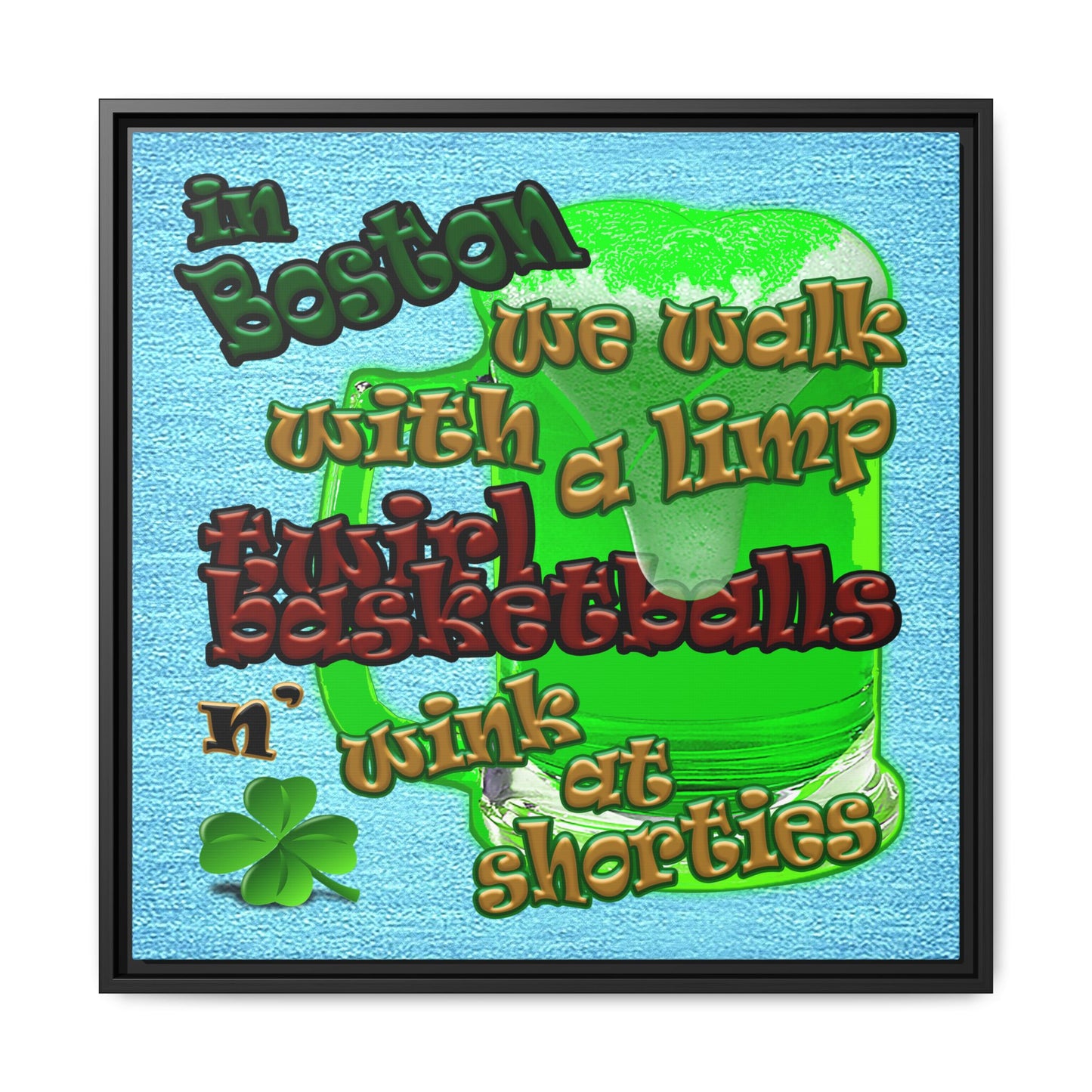 celtics logo - framed canvas art (faded blue)