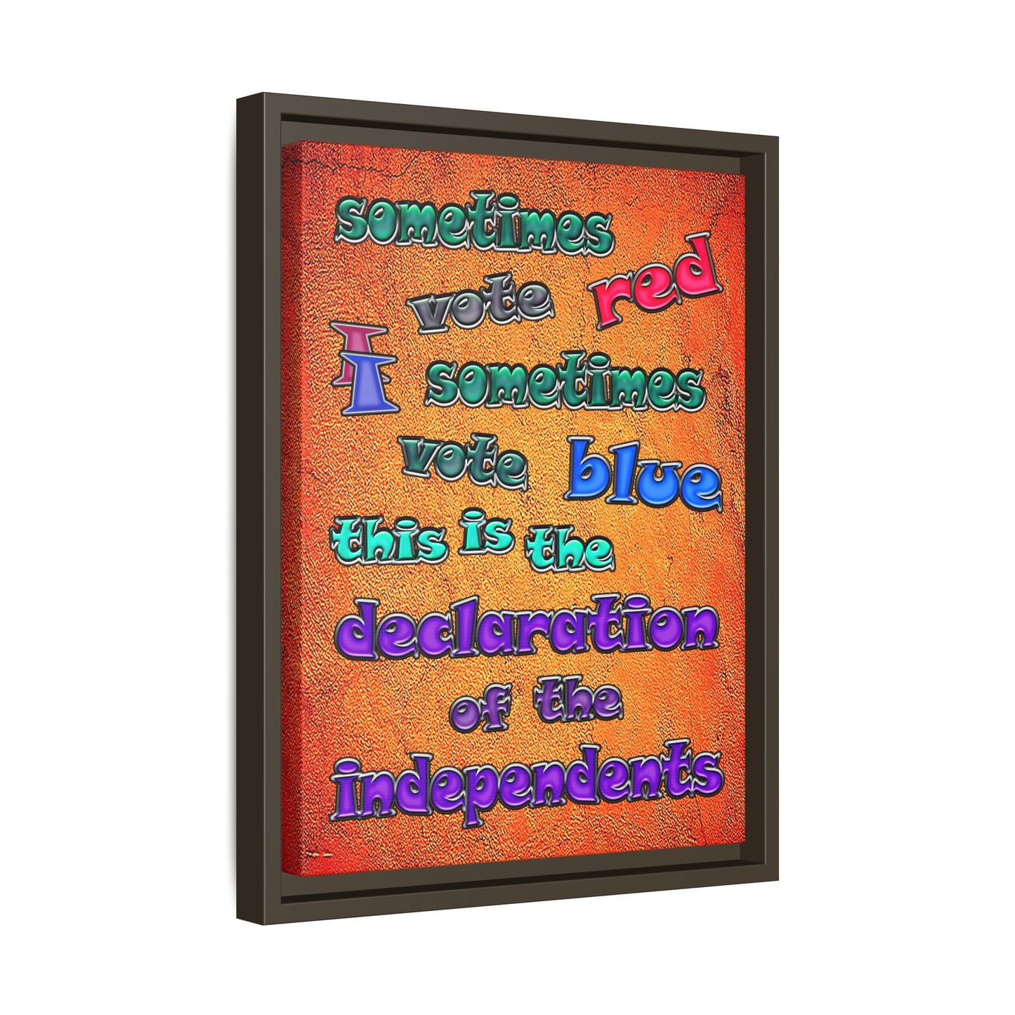 declaration of the independents - framed canvas art (burnt orange)