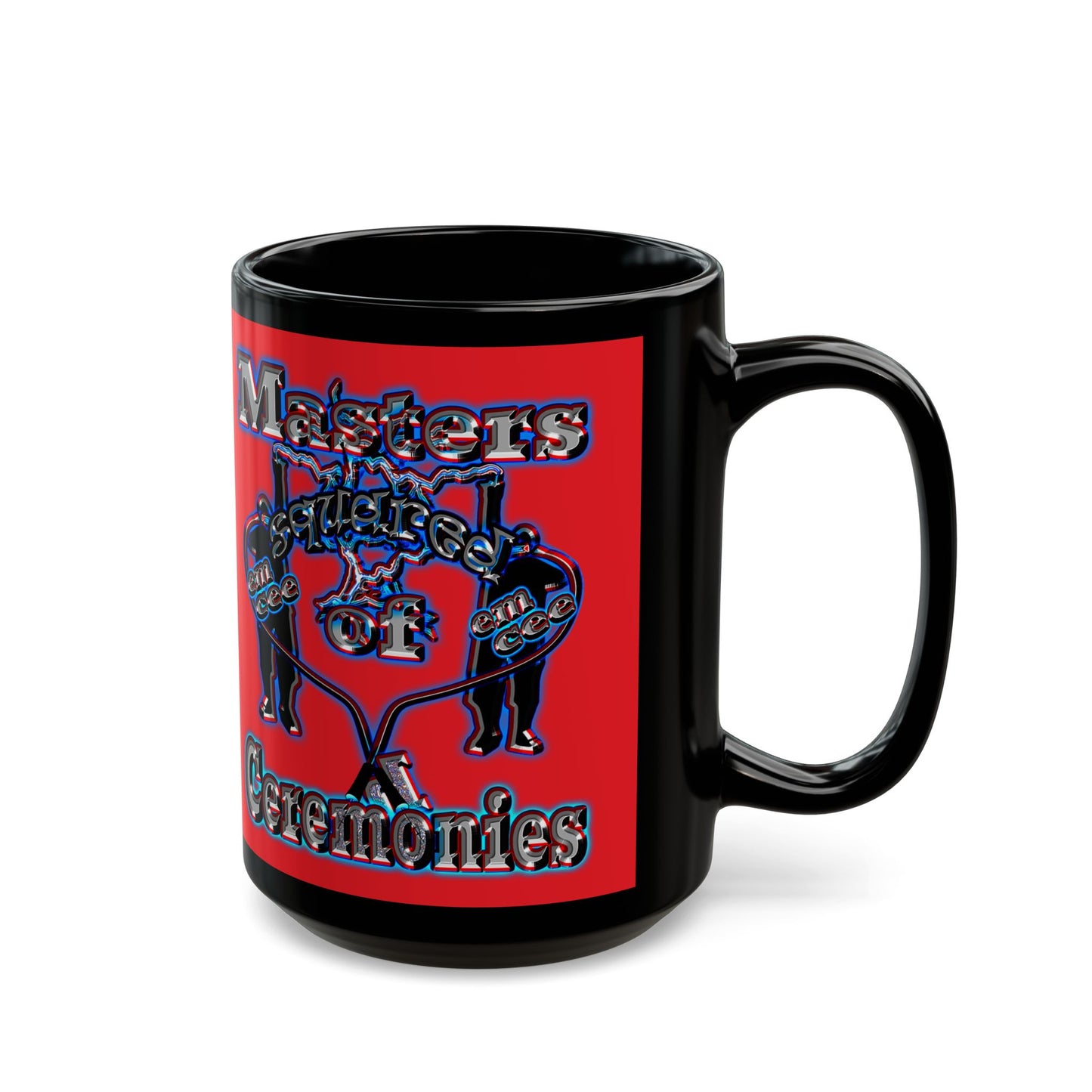em cee squared - Black Mug (red)
