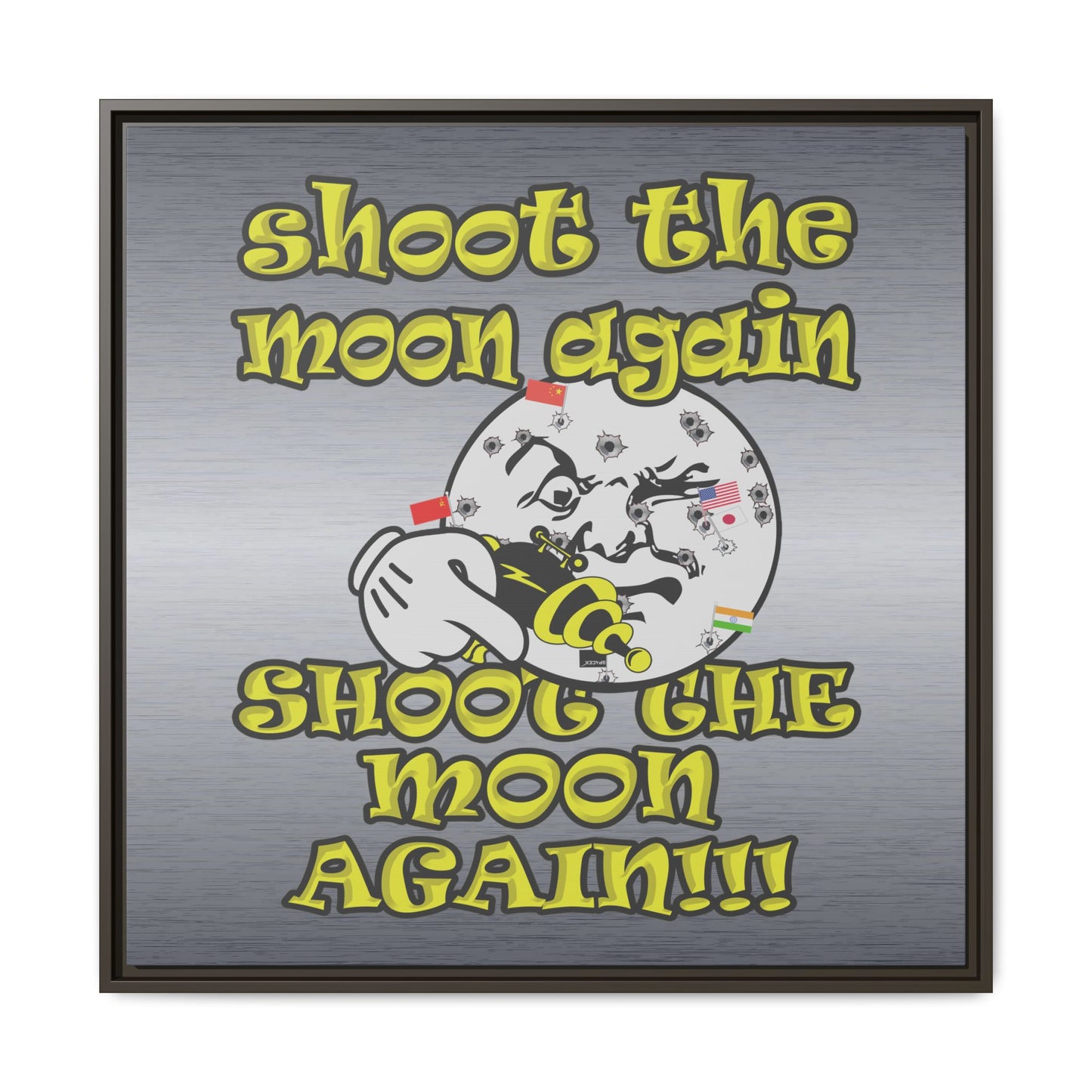 shoot the moon again - framed canvas art (brushed nickel)