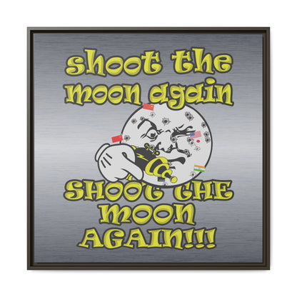 shoot the moon again - framed canvas art (brushed nickel)