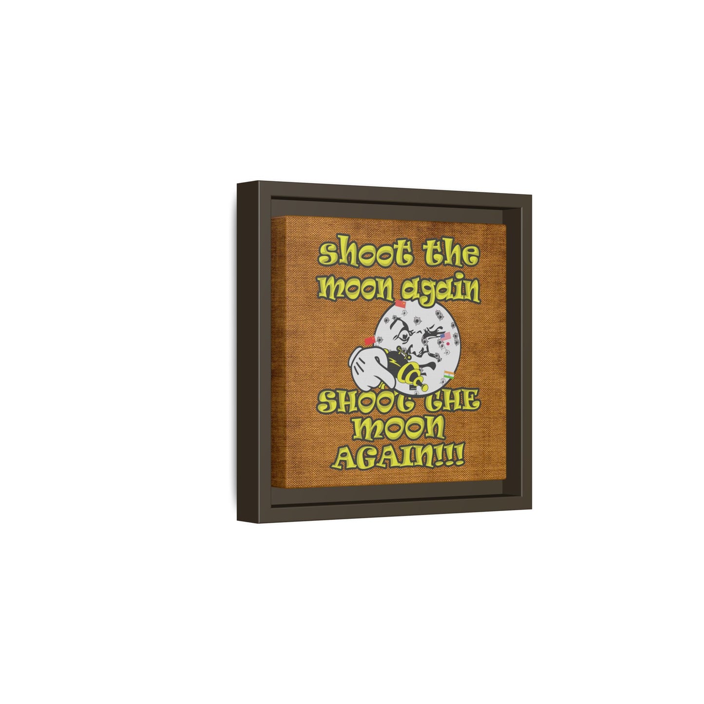 shoot the moon again - framed canvas art (brown papyrus)