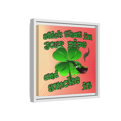 stick that in your pipe and smoke it - framed canvas art (yellow-orange wave)