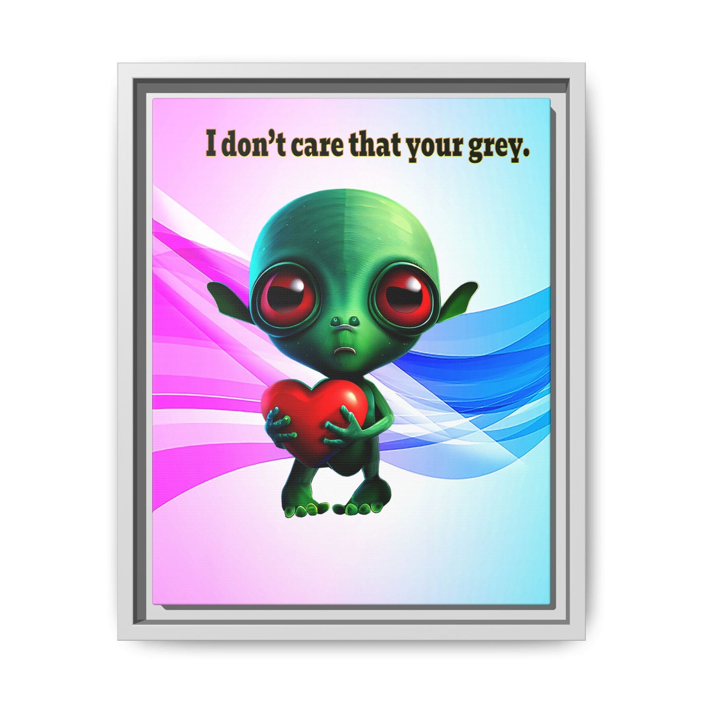 I don't care that your grey - framed canvas art (light blue-pink wave)