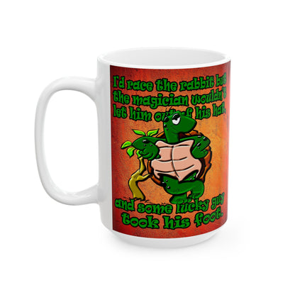 turtle race - White Mug (burnt orange)