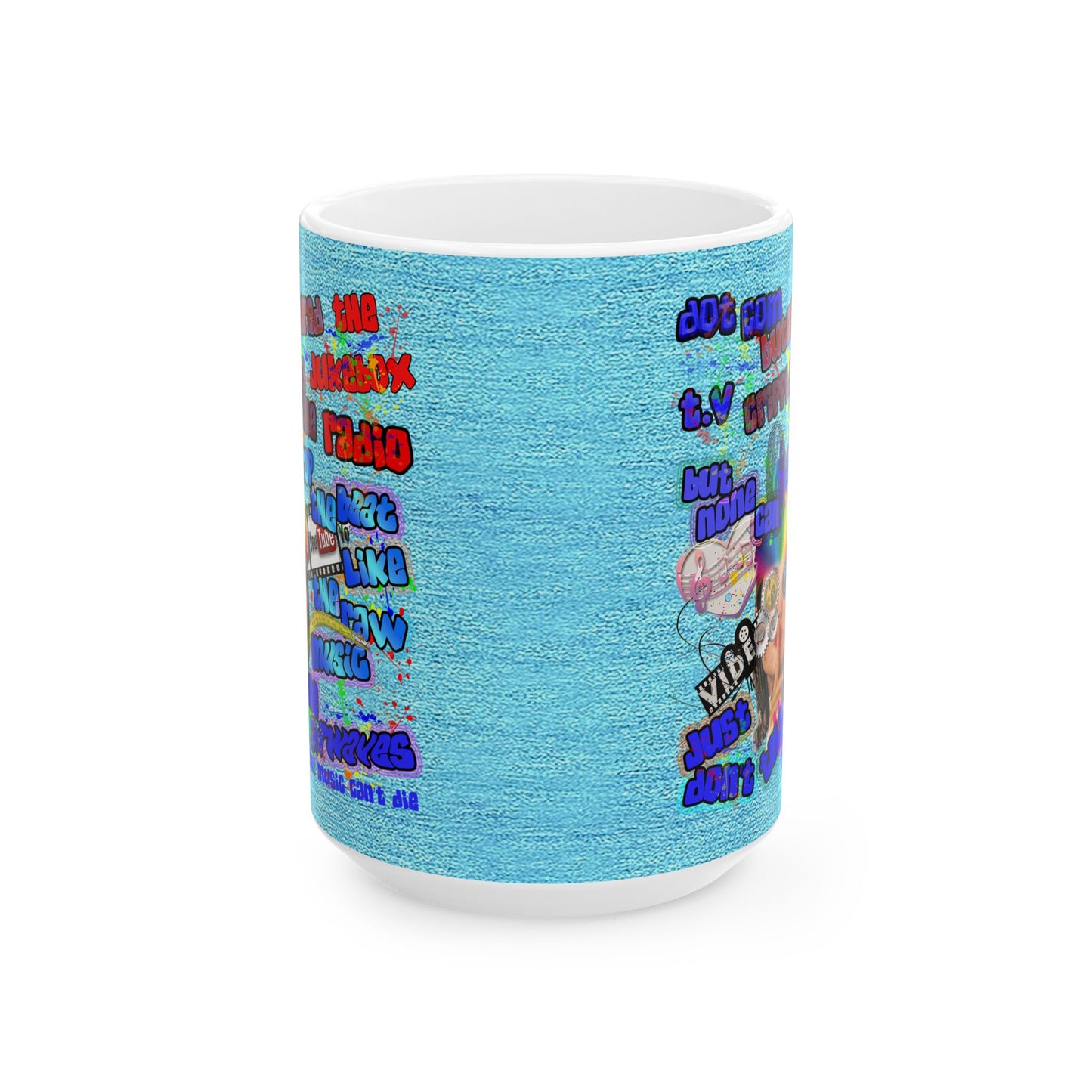 drop the beat - White Mug (faded blue)