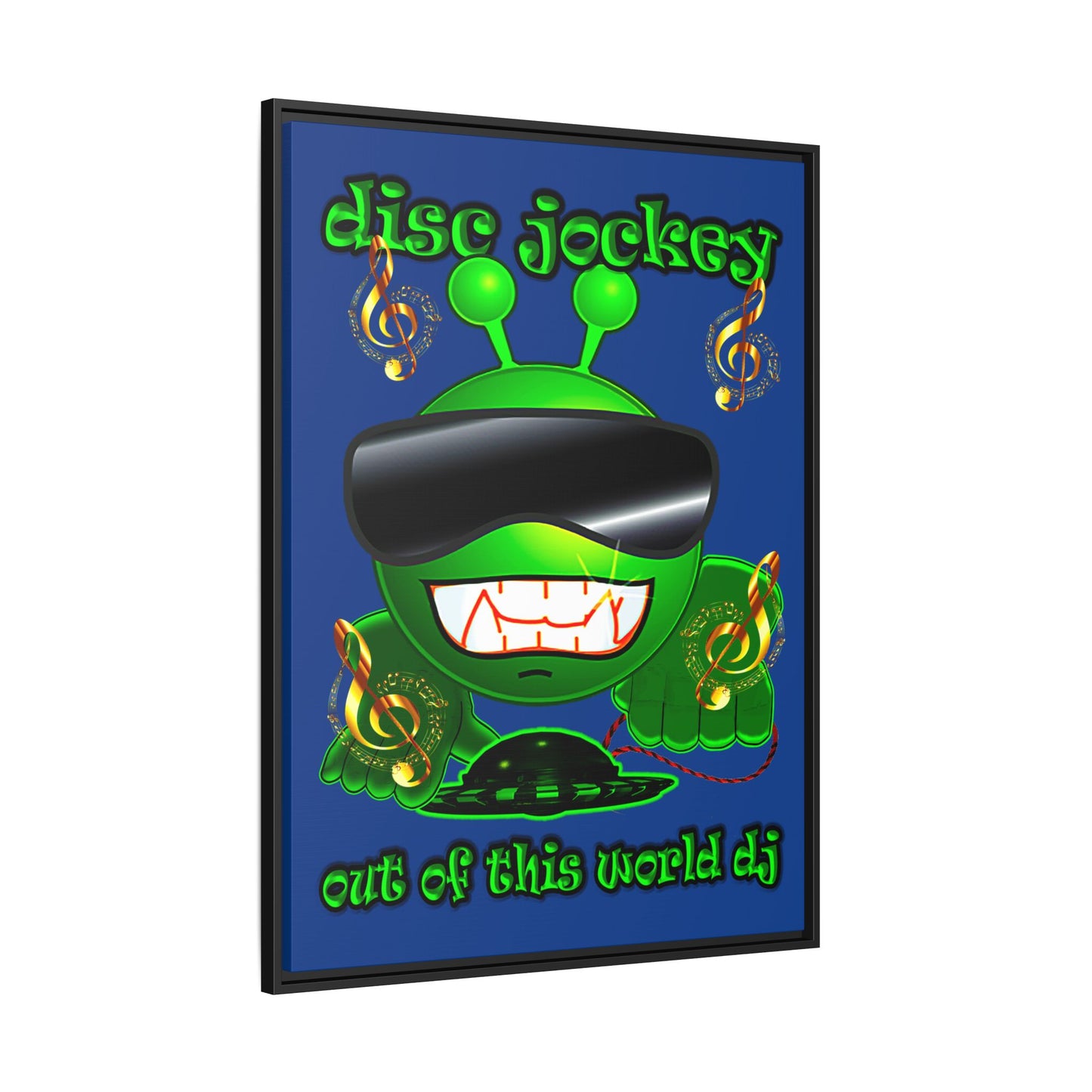 disc jockey - framed canvas art (dark blue)